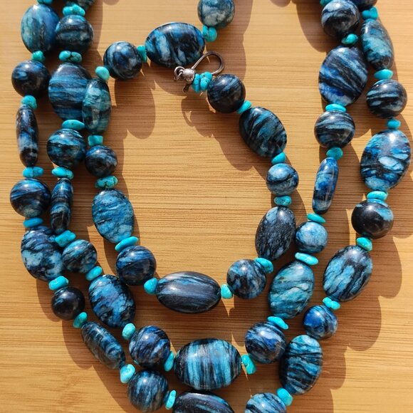 Jay King DTR blue Plume and Turquoise 43" Necklace 925 Sterling Silver, - Picture 12 of 16